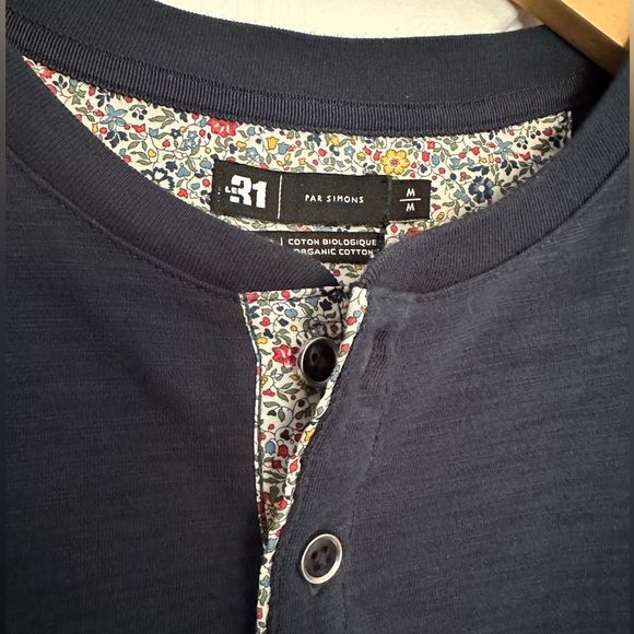 Navy Simons henley shirt with floral pattern - Picture 3 of 3